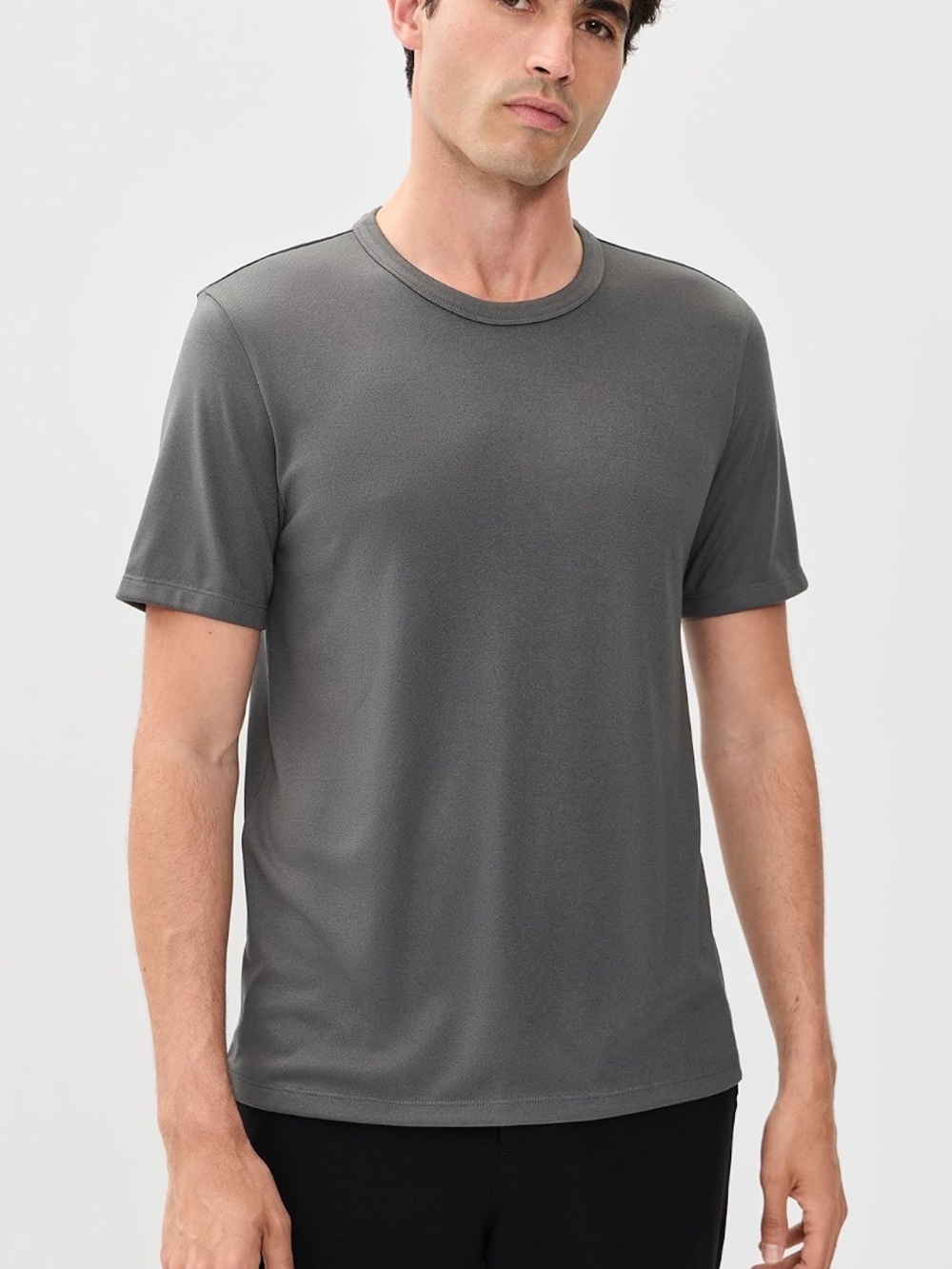 Silk & Cotton THEORY Men’s Crew Neck T-Shirt in Light Gray Size Small